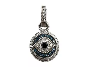 Judith Ripka 18k White Gold Blue Diamond Evil Eye Enhancer Pendant - Picture 1 of 6