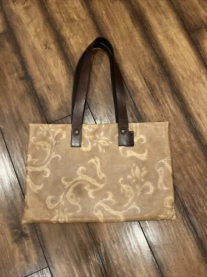 Bolso de Hombro Falor Le Borse Marrón Tooled Floral Cuero Repujado 11 x 17 Foto 1 de 4