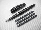 Black Pentel Tradio TRF101 Fountain Pen free 5 cartridges Black(Japan)