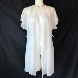 In Bloom By Jonquil Womens Sheer White Lace Robe Kimono Small Sleepwear - Picture 1 of 7