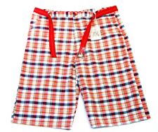 Brooklyn Xpress Red Plaid Long Shorts with Adjustable Belt Men's NWT $60