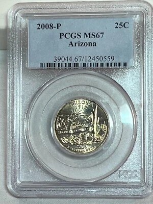 2008 Arizona State Quarter PCGS MS67 Cert# 12450559 - Image 1 of 4