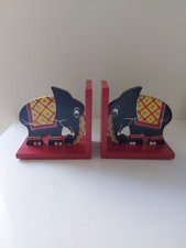 Elefante in Legno Reggilibri Rosso Nero Giallo