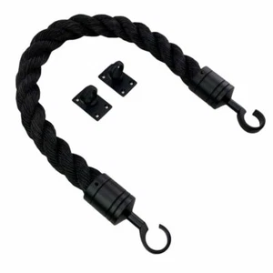Cuerda barrera grapada negra 32 mm x 2 m c/w gancho y ojales negros - Imagen 1 de 1