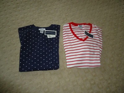 NWT Lot of 2 Jennifer Moore Polka Dot and Striped Short Sleeve Tops Size XL - Изображение 1 из 4