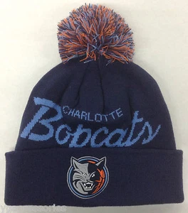 NBA Charlotte Bobcats Mitchell and Ness Cuffed Pom Knit Hat Cap Beanie M&N KL82Z - Picture 1 of 2