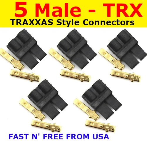 5 Male TRX CONNECTOR PLUG LIPO NIMH for TRAXXAS REV SLASH RALLY SUMMIT RUSTLER - Image 1 of 4