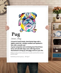Pug Definition Wall Art Funny Dog Quote Print Humorous Home Decor Piece - Picture 1 of 5