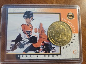 1997-98 Pinnacle Nice #1 ERIC LINDROS Philadelphia Flyers Card w/ Coin WOW!!