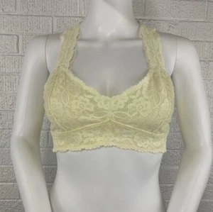 Free People Galloon Lace Racerback Bralette Lemon Small - Picture 1 of 4