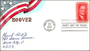 Scott 1269 - 5 Cents Hoover Harman Maul Hand Painted FDC - Picture 1 of 2