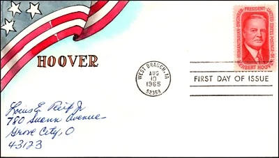 Scott 1269 - 5 Cents Hoover Harman Maul Hand Painted FDC - Image 1 of 2