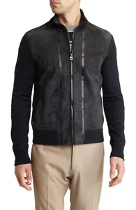 Salvatore Ferragamo Herren Schurwolle Lederjacke Schwarz Größe L - Italy Made - Bild 1 von 6