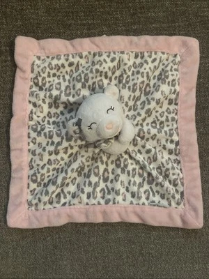 Carters Sleeping White Bear Lovey Pink Gray Leopard Print Baby Security Blanket - Image 1 of 4