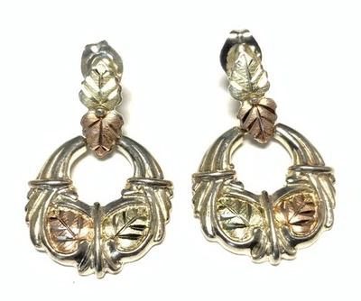 Black Hills Multitone Gold 12k & Sterling Silver 925 Dangle Drop Earrings KW23 - Image 1 of 4