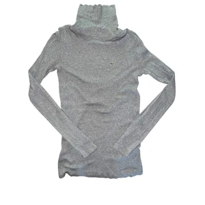 Lacoste Cotton Blend Grey Long Sleeve Micro Ribbed Turtleneck EU44 - Picture 1 of 9