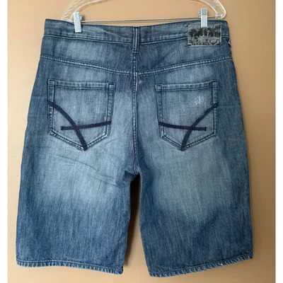 Pantalones Cortos de Denim Ecko Unltd Para Hombres 36x14 Azul Jort Bordado Suelto Patinador Y2K Foto 1 de 4