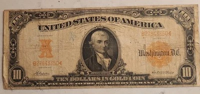 Billete grande de 10 dólares de 1907 en muy buen estado certificado de oro ultra raro  Foto 1 de 2