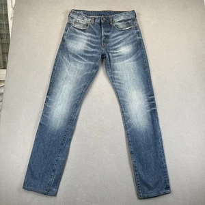 G-Star RAW 3301 Jeans Mens 31x33 Blue Tapered Button Fly Denim Altered - Picture 1 of 19