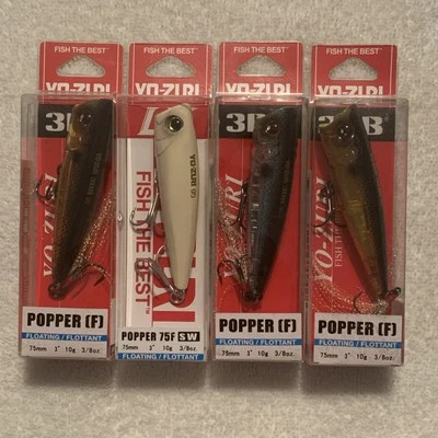 (LOTE DE 4) YO-ZURI 3DB POPPER 75.  3/8 oz. VÁRIAS CORES NOVO NA CAIXA YOZURI YO ZURI - Imagem 1 de 4