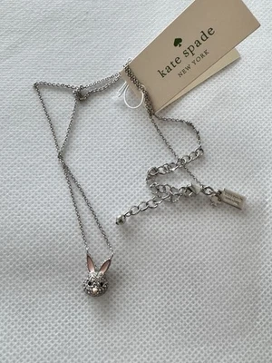 Collar colgante Kate Spade Make Magic Crystal Bunny en color plata. NUEVO Foto 1 de 4