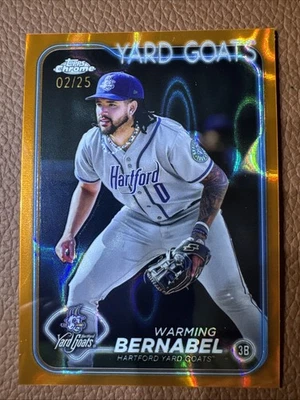 2025 Topps Chrome Pro Debut Warming Bernabel Orange Lava /25  - Image 1 of 3
