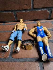 2010 WWF WWE Mattel John Cena Elite Series 3 & 2010 Kurt Angle Figure Bundle - Picture 1 of 5