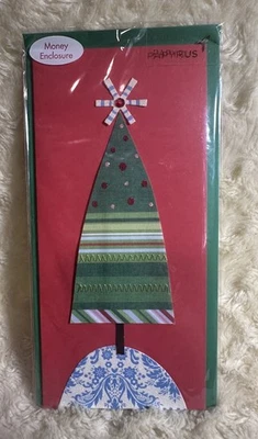 Papyrus Christmas Card  2010  Fabric Tree Jewels Glitter Money Enclosure - Image 1 of 4