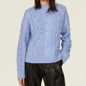 Marie Oliver Cecile Cable Knit Periwinkle Purplish Sweater Mock Neck Sz Lg NWT - Picture 1 of 14