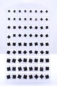 WHOLESALE 36 PAIRS Black ROUND or SQUARE Pierced CZ STUD EARRINGS for Men Women