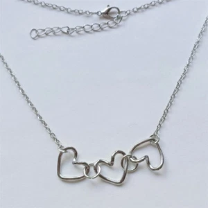 Heart To Heart To Heart Connect Choker Necklace Pendant - Picture 1 of 4