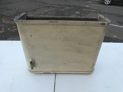 Antique Oak Copper Lined Brass Parts Toilet High Tank - EASY PUT-UP Cover