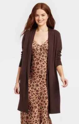 Cárdigan plumero de capas largas marrón A New Day para mujer talla XS Foto 1 de 2