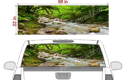 Stream in Forest See Thru Window Wrap decal sticker 22x68" nature scene - Image 1 of 2