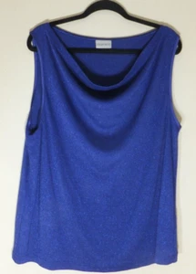 ESSENCE (Arcadia Group) Cowl Neck Blue Glitter Evening/Party Top - UK 24 - Picture 1 of 6