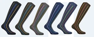 ( 3 PAIA ) Calze uomo lunghe a righe verticali multicolor. 100%made in Italy - Imagen 1 de 9