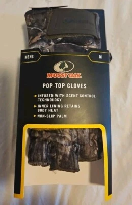 Mossy Oak Men's Pop-Top Gloves Medium Heat Retention Camoflauge Camo Size M - Image 1 of 4