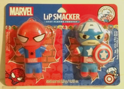 NUEVO Lip Smacker - Juego de llaveros bálsamo labial Marvel - Spiderman y Capitán América Foto 1 de 4