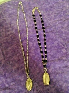 STERLING SILVER ROSARY RELIGIOUS NECKLACES OUR LADY OF MT CARMEL 2 PCS. Antique - Picture 1 of 9