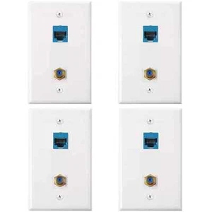 4 Pack Ethernet Coax Wall Plates Cat6 Coax Wall Plate with Ethernet Port and ... - Afbeelding 1 van 1