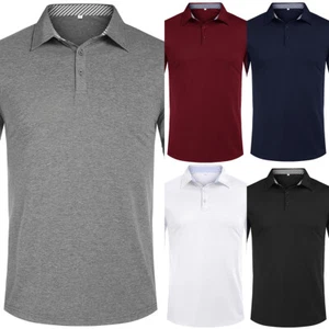 Spring/Autumn Men's Solid Color Casual Lapel Long Sleeve Business Polo Shirt Top - Picture 1 of 30