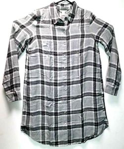 H&M - Blusa larga a cuadros gris para mujer talla 40 EUR, US 8 - Imagen 1 de 9