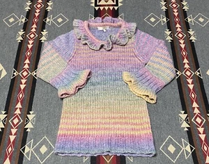 LoveShackFancy Yumi Sweater Girls 10Y Rainbow Alpaca Ruffle Knit T1 - Picture 1 of 7