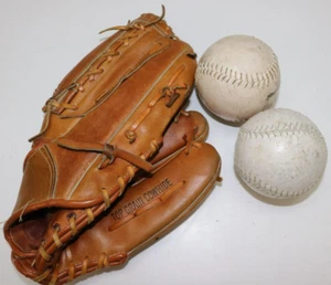 Professional softball glove deep scoop pocket leather natural brown used E671 - Picture 1 of 3