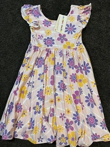 Dot Dot Smile - Size 7 Empire Dress - Groovy Flowers - Hippe/70s - Leggings Mat. - Picture 1 of 4