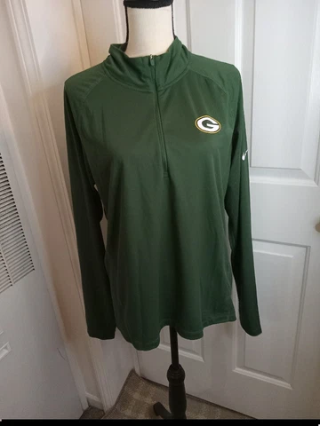 Green Bay Packers Sweater Mens XLarge Green 1/4 Zip Long Sleeve Nike NFL Cover