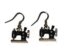 SEWING MACHINE 3D Wire Drop Enamel Earrings Gold Hooks - Handmade Jewelry