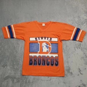 VTG Denver Broncos Shirt SZ M Orange Crewneck Made in USA Single Stitch 80s TEE  - Picture 1 of 15