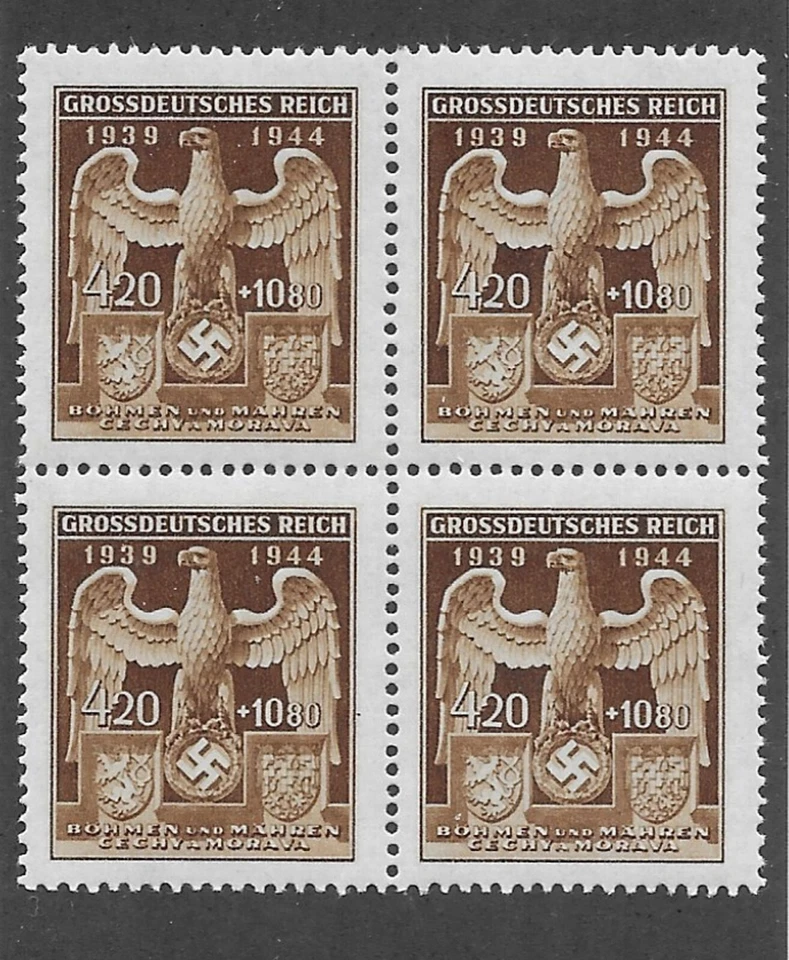 MNH Bloque Esvástica Segunda Guerra Mundial 1944 Sc B23 / Tercer Reich / Segunda Guerra Mundial Ocupación Alemana Foto 1 de 1