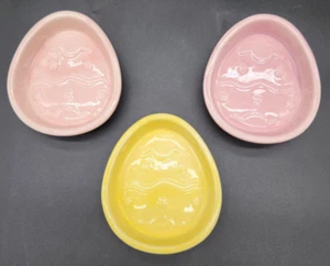 FSG Plato en forma de huevo Pasteles de Pascua Rosa Amarillo Plato Cerámica Plato de Pascua Juego de 3 - Imagen 1 de 8